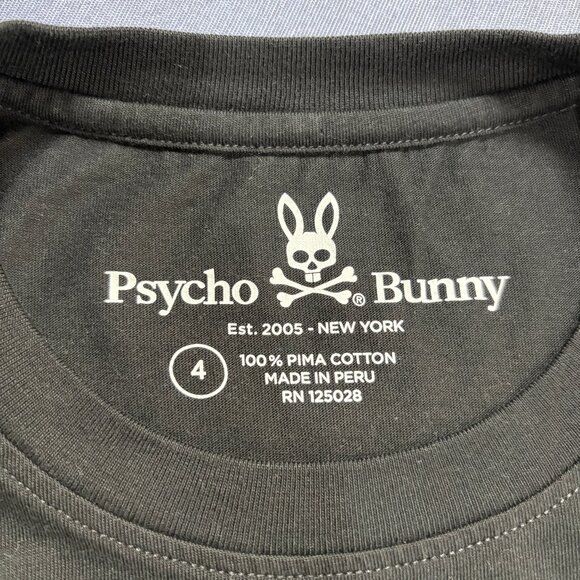 Psycho Bunny Ethan Deco Bunny Logo T Shirt Womens Size 4 Black Street Wear - Picture 7 of 7